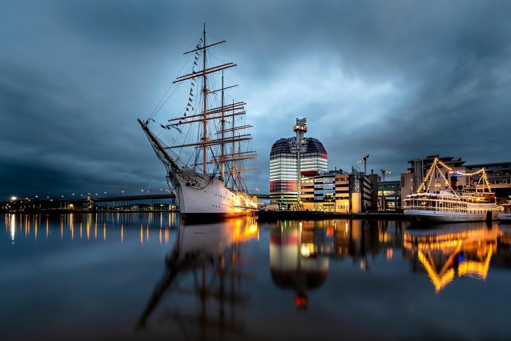port, nature, ship, boat, sweden, sea, gothenburg, building