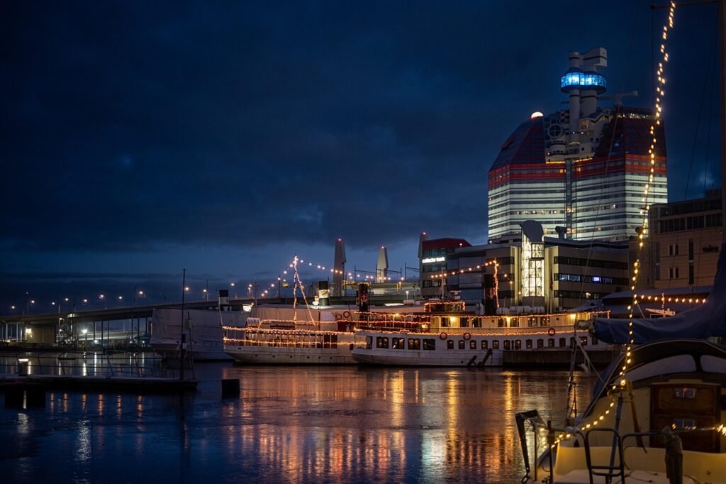 color, dark, night, sky, little boom, gothenburg, nature, port, water, night sky, channel, sweden