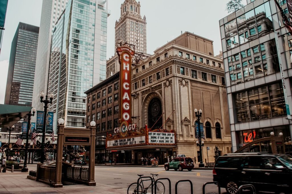 chicago, usa, building, skyscraper, architecture, cityscape, illinois, america, city, downtown, road, skyline, urban, to travel, chicago, chicago, chicago, chicago, chicago