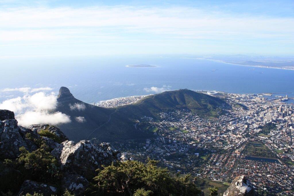 cape town, south africa, mountain, city, nature, scenic, africa, landmark
